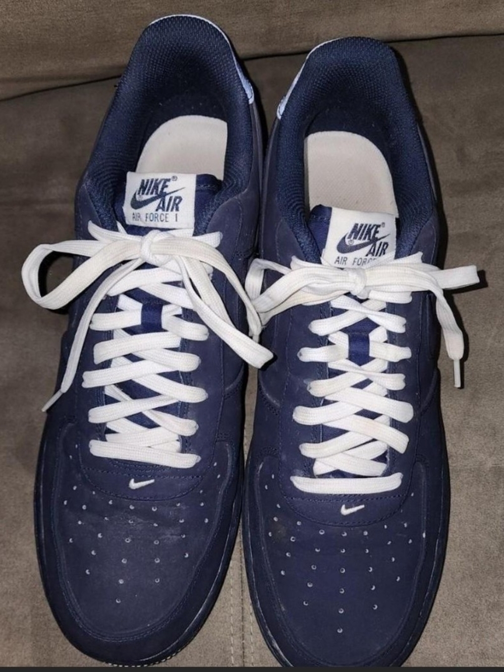 Nike Men’s Air Force 1 Sneakers — Navy Blue with White Accents